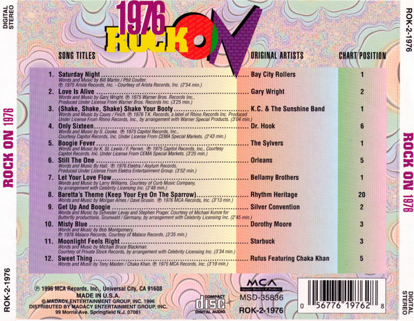 ROCK ON 1976 and BILLBOARD TOP HITS: 1976